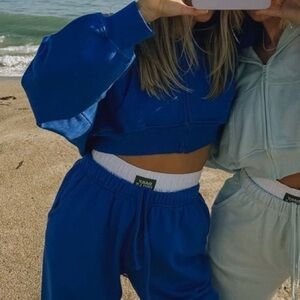 *SET* Daily Drills Cobalt Blue Oversized Zip Up Hoodie & Matching Boxer Joggers